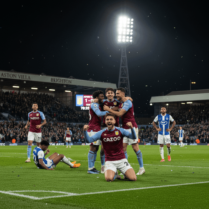 Aston Villa defeated Brighton in a dramatic Premier League match.