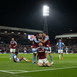 Aston Villa defeated Brighton in a dramatic Premier League match.